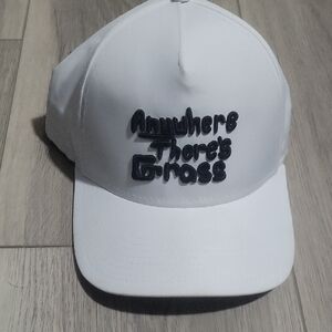 Grass Clippings White Golf Cap with Black Embroidery